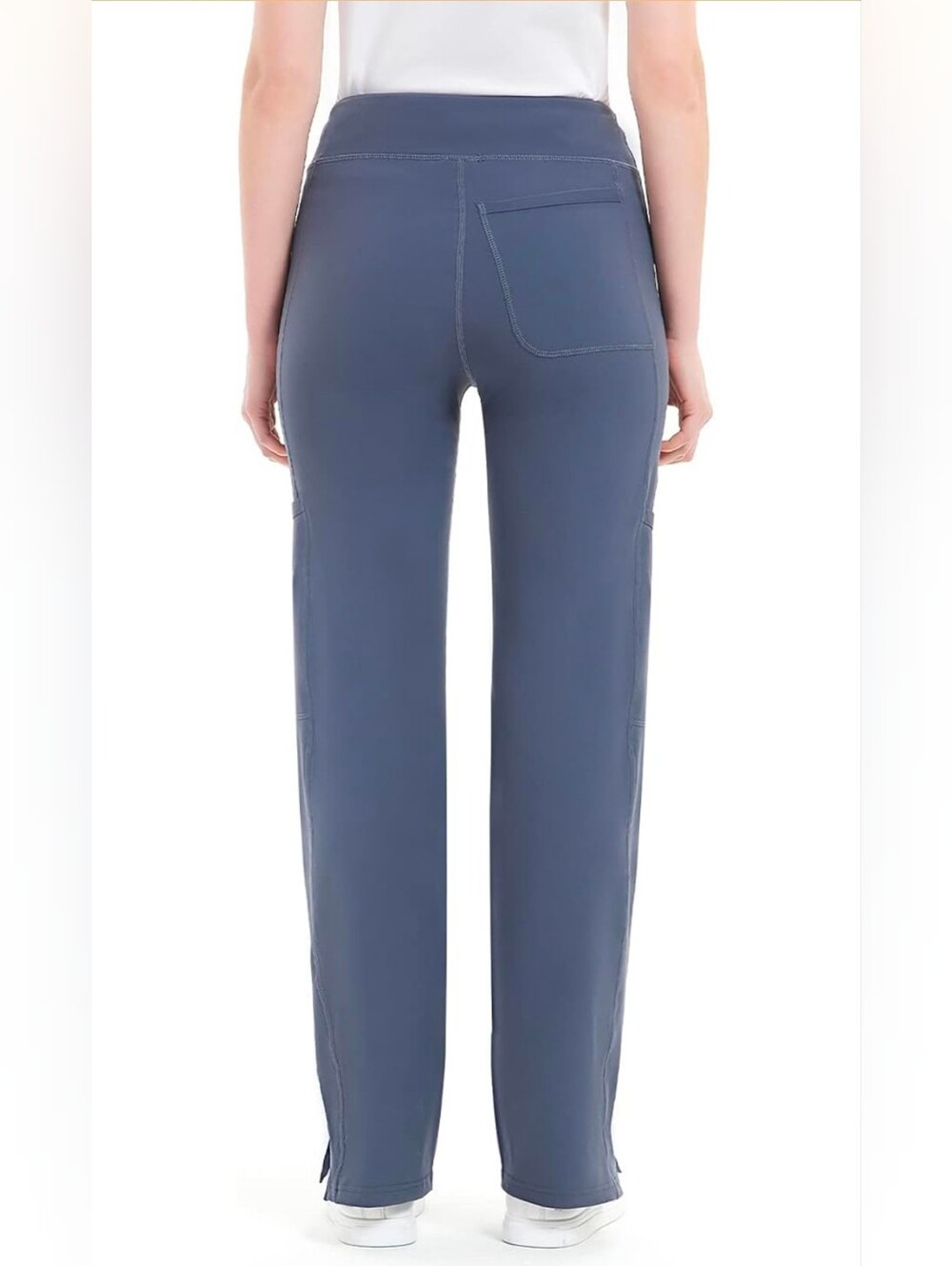 QBK Yoga Scrub Pants Women Five Pocket Cargo Scrub Pan Blue Grey Color Smal New - Picture 2 of 16